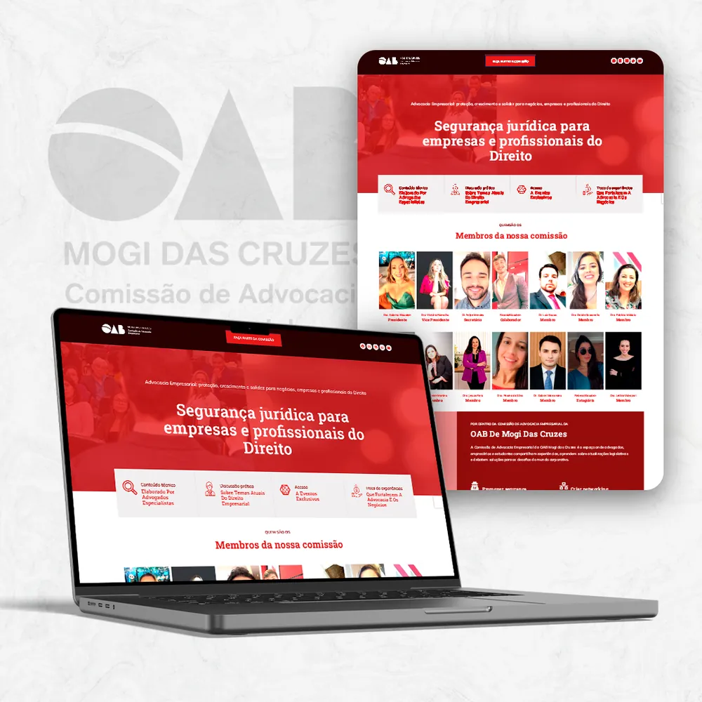 Site da Comissão de Direito Empresarial da OAB Mogi das Cruzes desenvolvido pela OxBrand