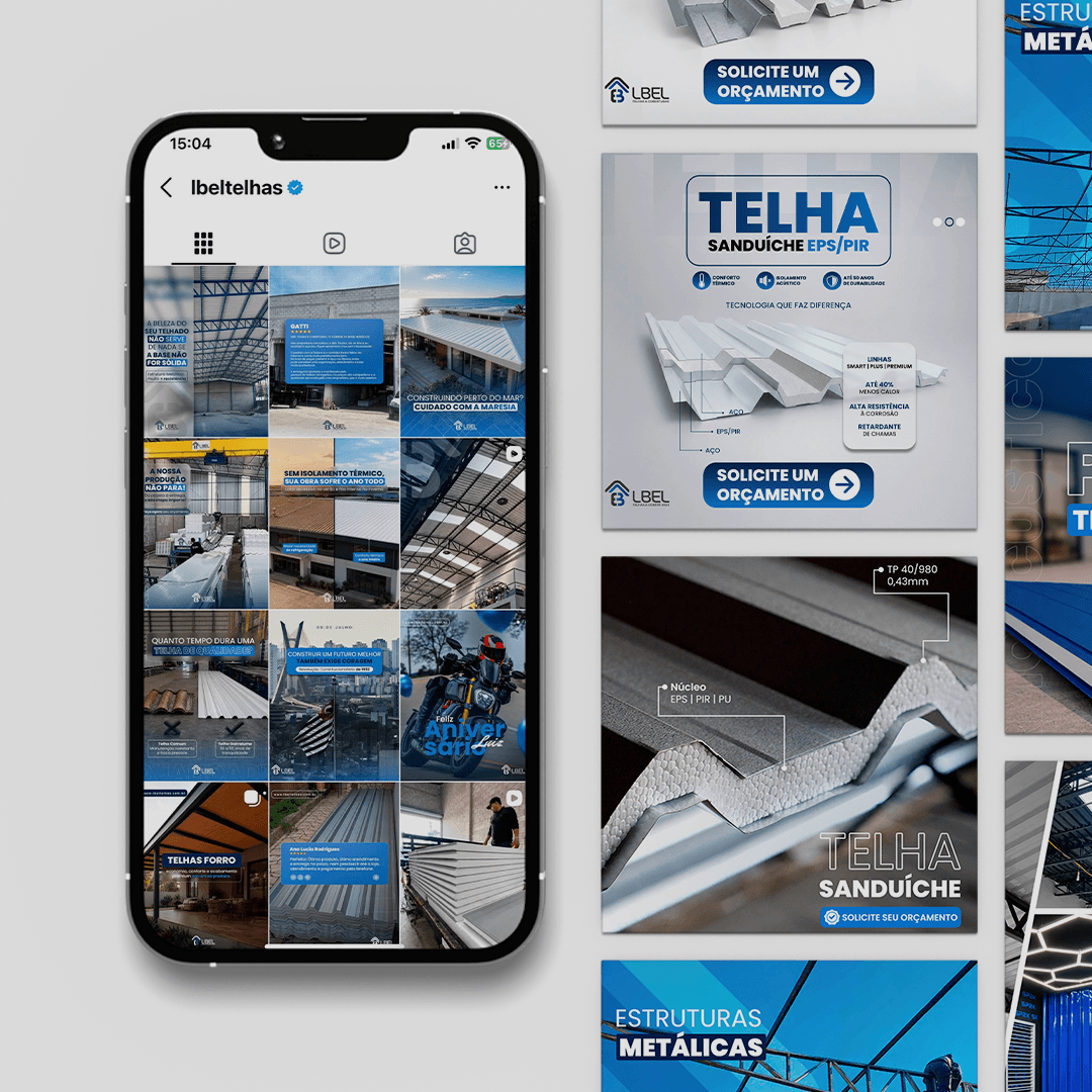 Social media da LBEL Telhas com consistência de branding