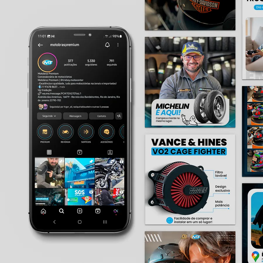 Social media da Motobras Premium pela OxBrand